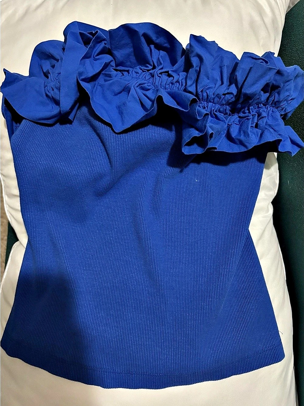 Maeve Blue Ruffled Tube Top Size XS